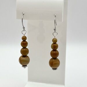WOODEN STYLE JASPER EARRINGS